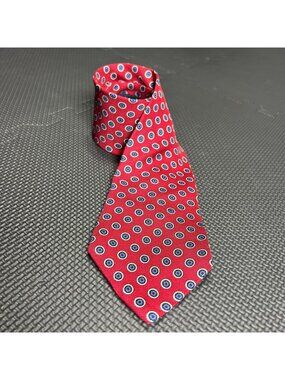 Tommy Hilfiger Red & Navy Blue Silk Tie Printed In Italy Made In USA